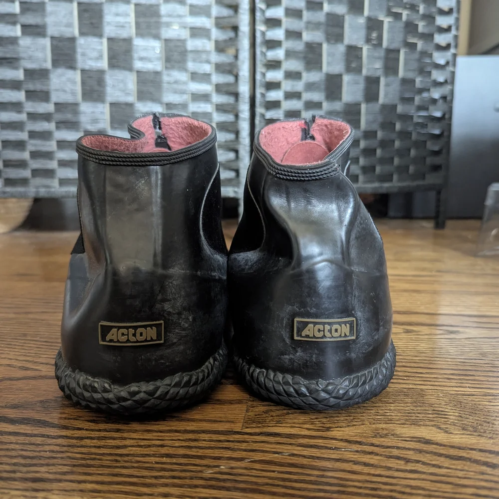 ACTON Black Rain Snow Boots Elastic Panels Waterproof Shoes Flannel Lined 10
